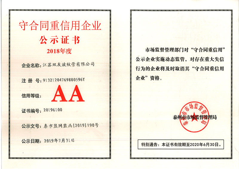 守合同重信用企业公示证书